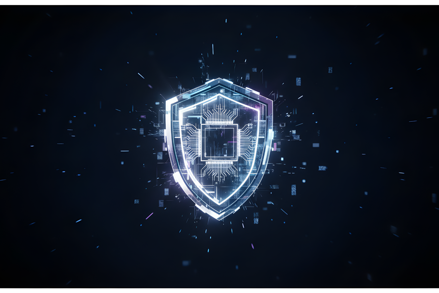 A futuristic cyber security illustration showing a neon blue shield on a black background. Designed to symbolise the topic of the blog: Audit-Ready Agentic SOC: This is the Evidence You’ll Need